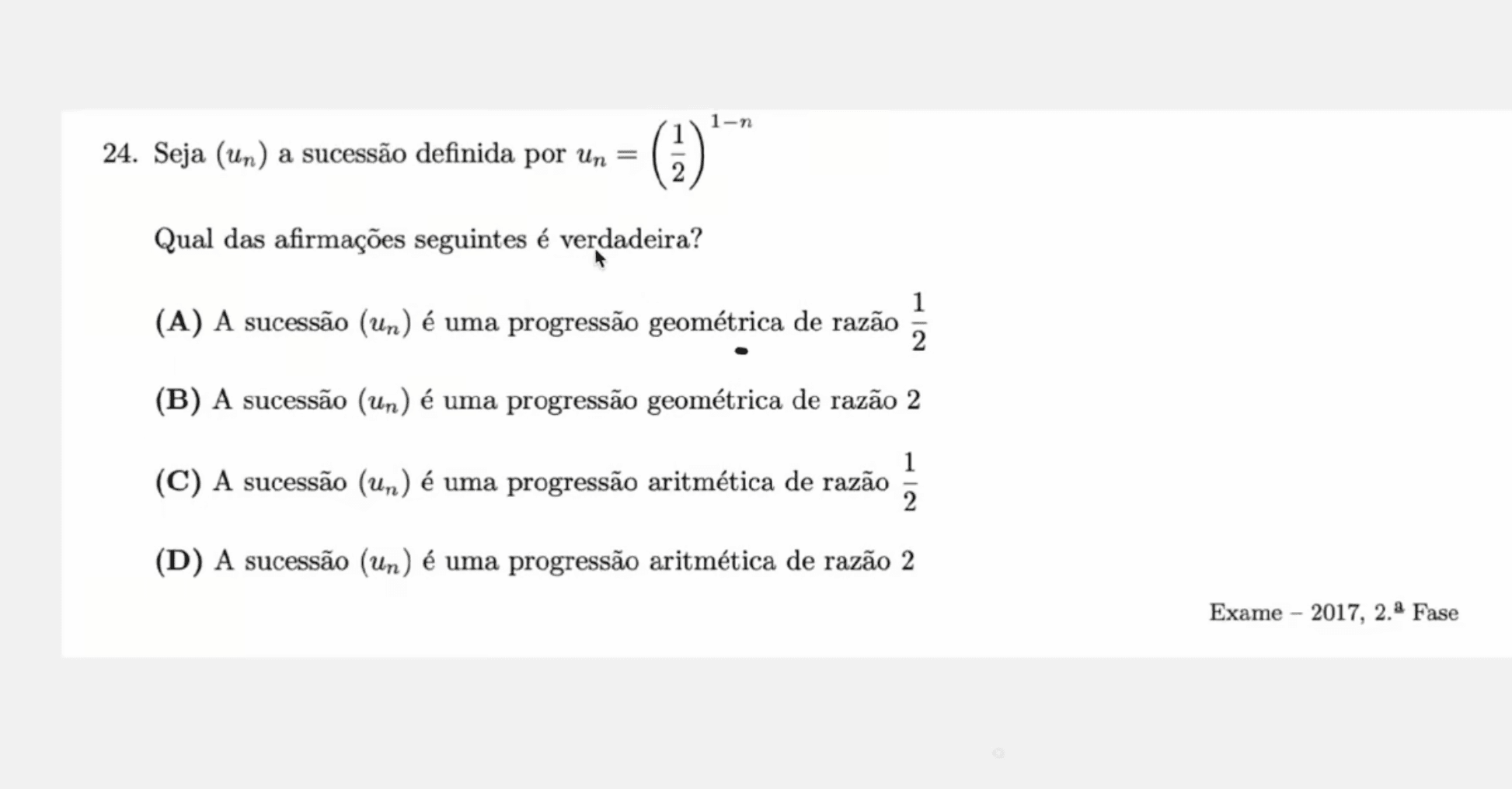 Razão de uma progressão